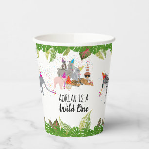 Funny & Cute Jungle Animals at Party Wild One Paper Cups