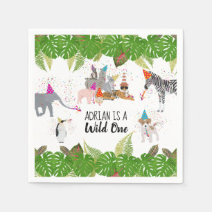 Funny & Cute Jungle Party Animals Wild One Napkin