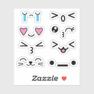 Funny Cute Kawaii Anime Faces Stickers