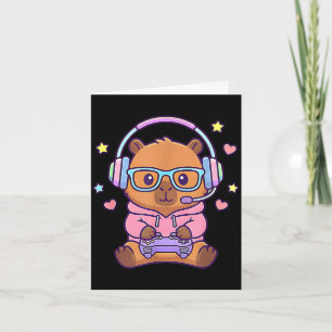 Funny cute kawaii capybara gamer gaming boys card