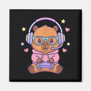 Funny cute kawaii capybara gamer gaming boys magnet