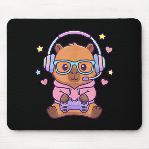 Funny cute kawaii capybara gamer gaming boys mouse mat