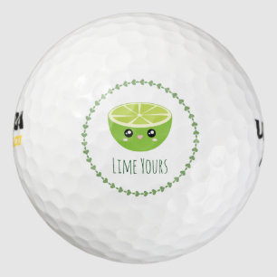 Funny Cute Kawaii Lime Yours I'm Yours Fruit Pun Golf Balls