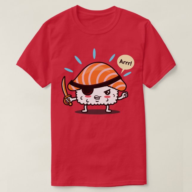 Funny Cute Kawaii Original Pirate Japanese Sushi t T-Shirt (Design Front)