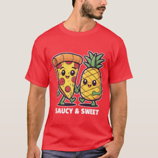 Funny Cute Kawaii Pizza Pineapple Friends Saucy gi T-Shirt