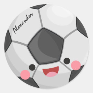 Funny Cute Kawaii Soccer Ball Kids Personalised   Classic Round Sticker