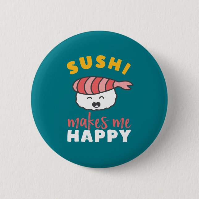 Funny Cute Kawaii Sushi Japanese Food Lover 6 Cm Round Badge (Front)