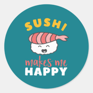 Funny Cute Kawaii Sushi Japanese Food Lover Classic Round Sticker
