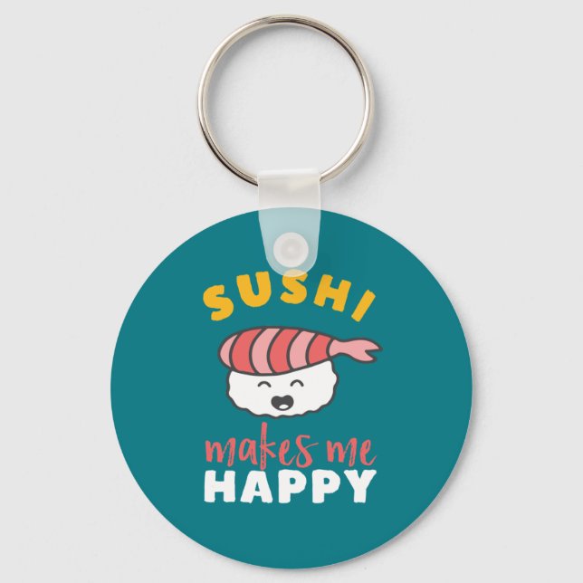 Funny Cute Kawaii Sushi Japanese Food Lover Key Ring (Front)