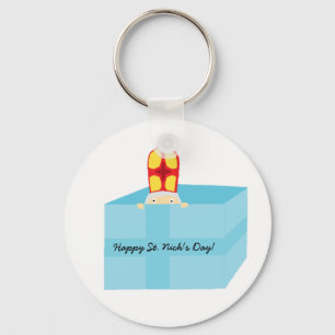 Funny Cute Kids Art St. Nicholas Sinterklaas Key Ring