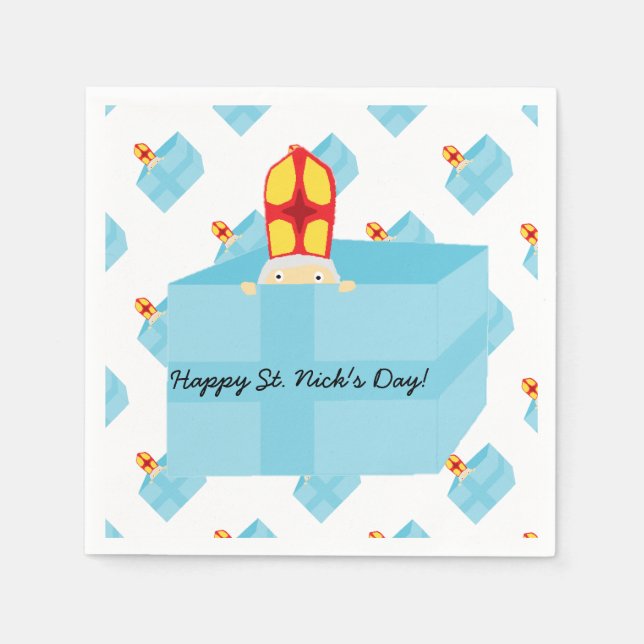Funny Cute Kids Art St. Nicholas Sinterklaas Napkin (Front)