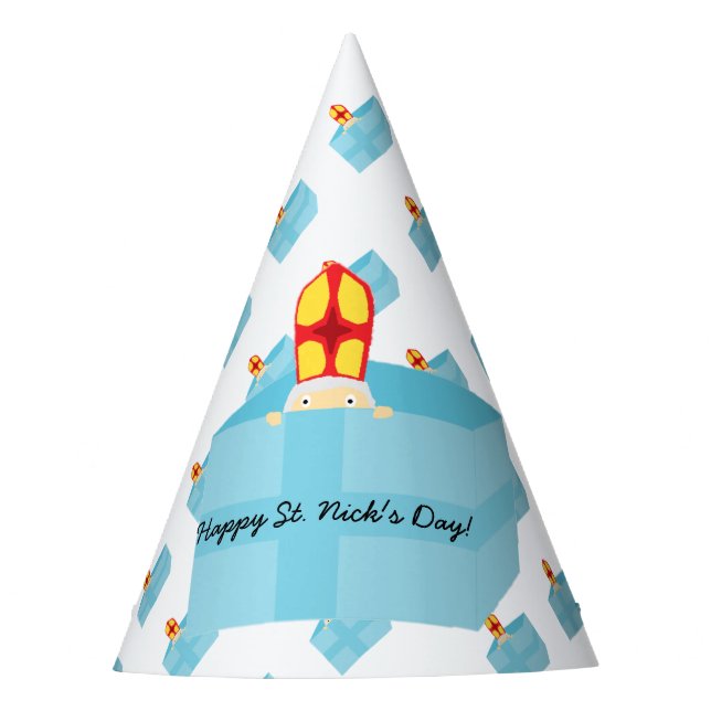 Funny Cute Kids Art St. Nicholas Sinterklaas Party Hat (Front)