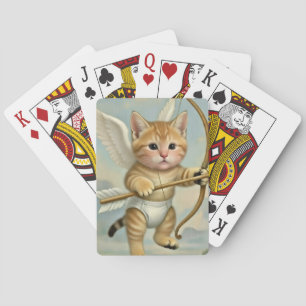 Funny Cute Kitten Cupid Playing Cards