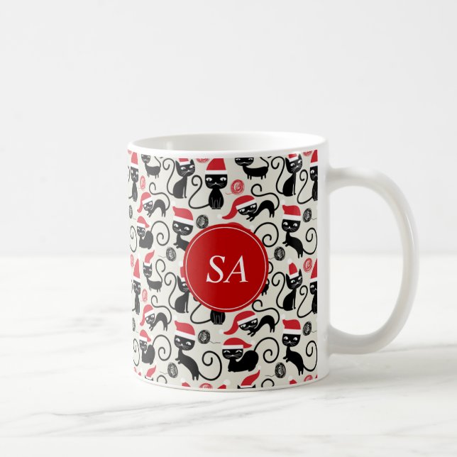 Funny Cute kittens Wearing Santa Hat Christmas Coffee Mug (Right)