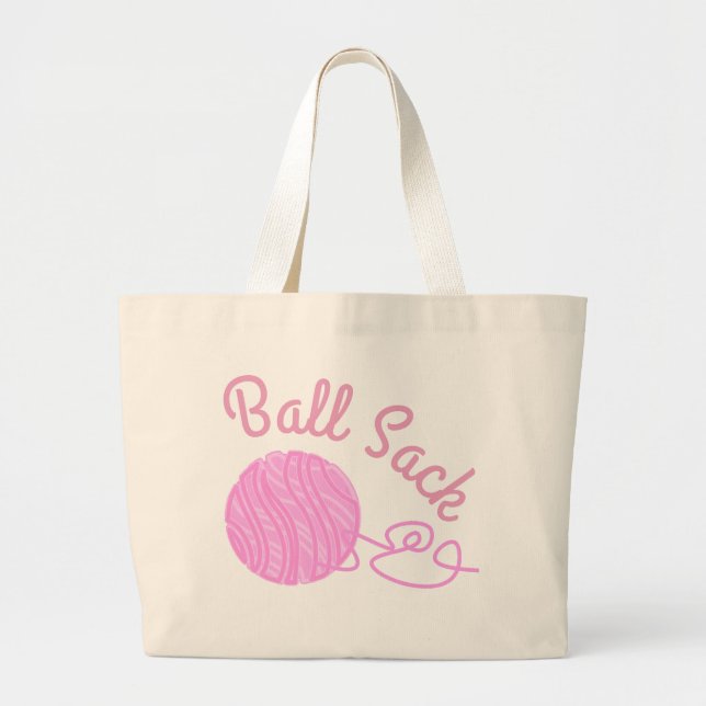 Funny Cute Knitting Ball Sack Large Tote Bag (Front)