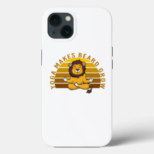 Funny cute lion doing yoga. funny yoga poses iPhone 13 case