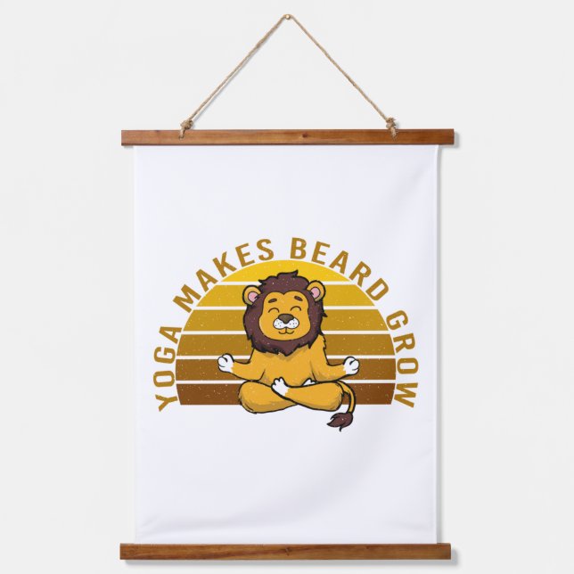 Funny cute lion doing yoga. funny yoga poses  hanging tapestry (Front)