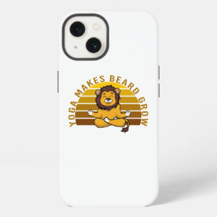 Funny cute lion doing yoga. funny yoga poses iPhone 13 case