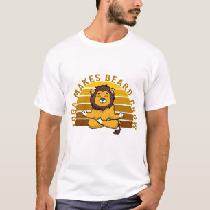 Funny cute lion doing yoga. funny yoga poses T-Shirt