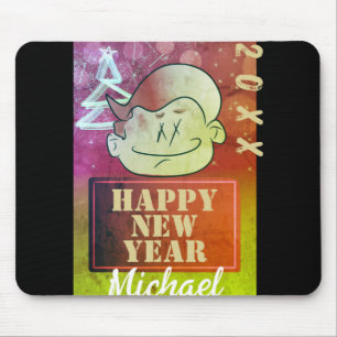 Funny Cute Little Cartoon Boy Happy New Year T Shi Mouse Mat