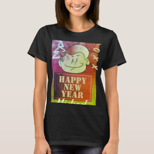 Funny Cute Little Cartoon Boy Happy New Year T Shi T-Shirt