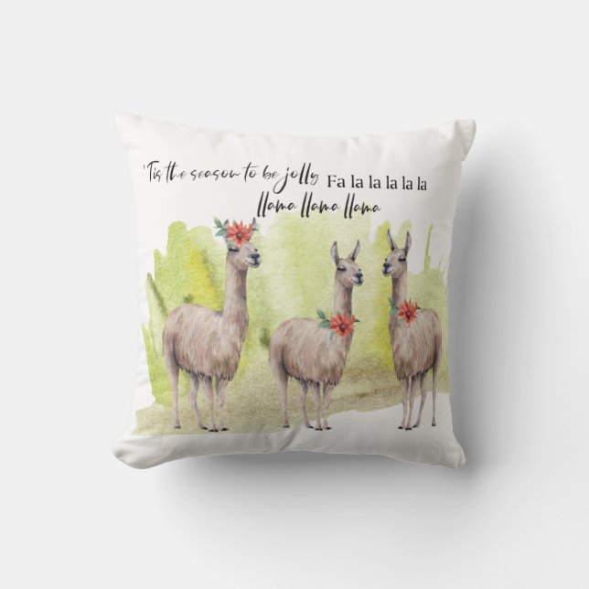 Funny Cute Llama Holiday Christmas Cushion (Front)