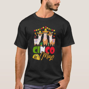 Funny Cute Llamas Wearing Sombrero Cinco De Mayo M T-Shirt