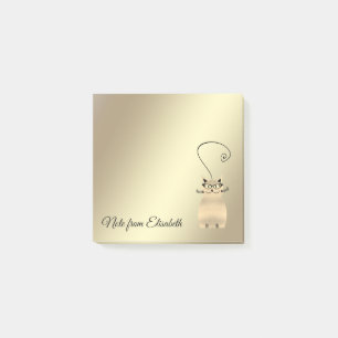 Funny cute luminous  gold whimsical cat post-it notes