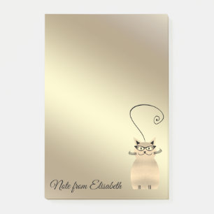 Funny cute luminous gold whimsical cat post-it notes