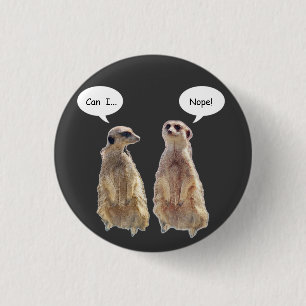 Funny, cute meerkats in conversation 3 cm round badge
