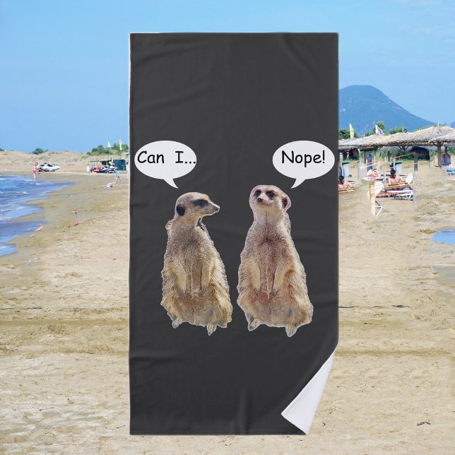 Funny, cute meerkats in conversation   beach towel (Creator Uploaded)