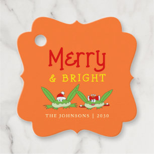 Funny Cute Merry and Bright Christmas Gift Tag