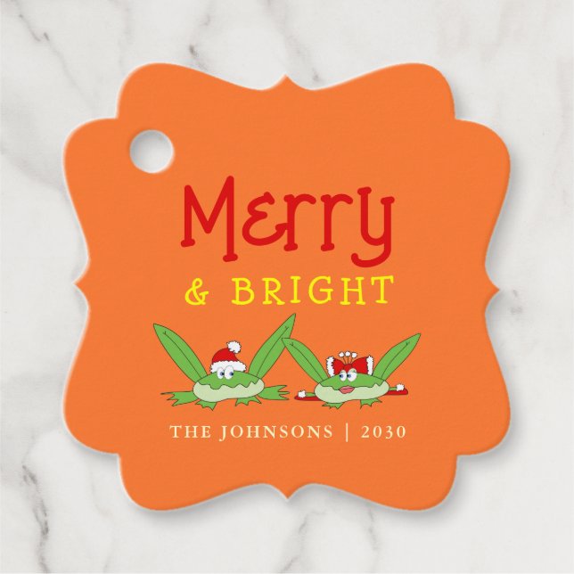 Funny Cute Merry and Bright Christmas Gift Tag (Front)