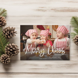 Funny Cute Merry Chaos Family Photo Holiday Card