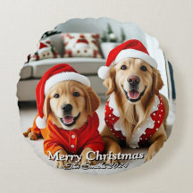 Funny, Cute, Modern Family Christmas Throw Pillow