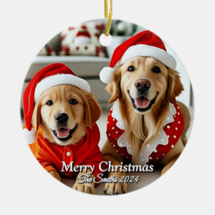 Funny, Cute, Modern Family Photo Christmas Ceramic Tree Decoration