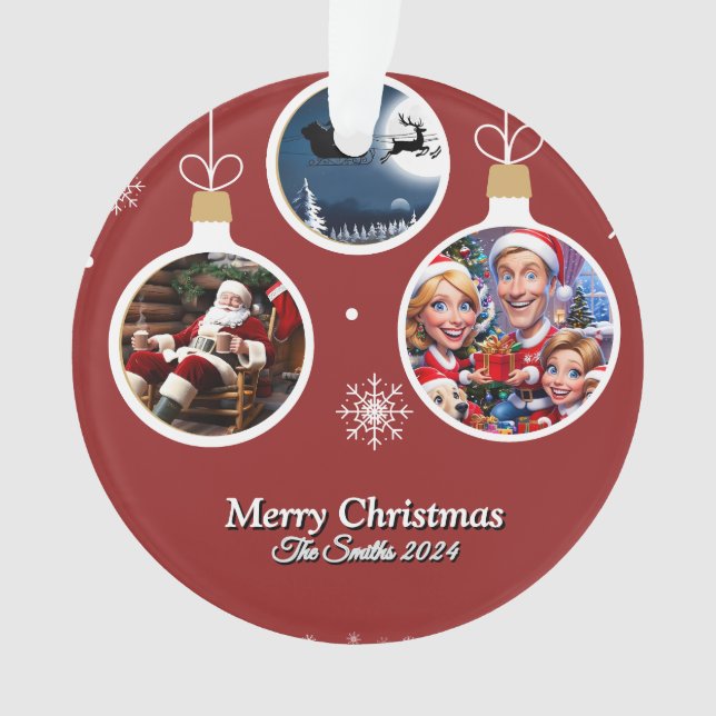 Funny, Cute, Modern Family Photo Christmas Ornament (Front)