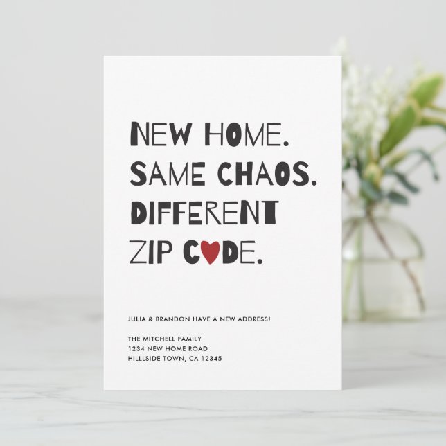 Funny Cute Modern Minimalist Moving Announcement (Standing Front)