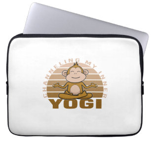 Funny cute monkey doing yoga. funny yoga poses laptop sleeve
