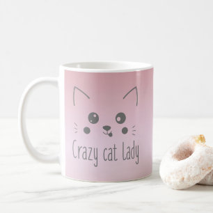 Funny Cute Monogram Crazy Cat Lady Blush Pink Coffee Mug