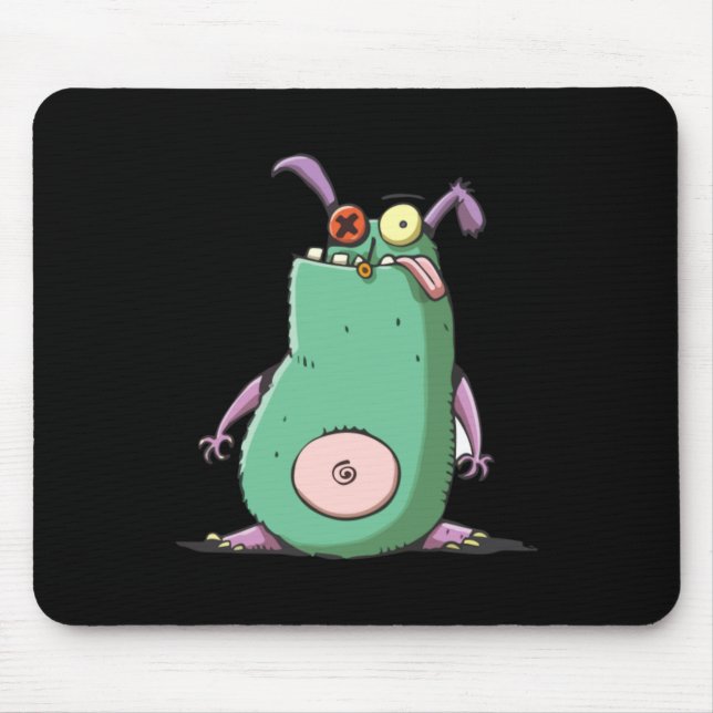 Funny Cute Monster Weird Cartoon Character Mouse Mat (Front)