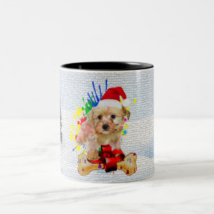 Funny, Cute Morkie Dog Christmas Two-Tone Coffee Mug