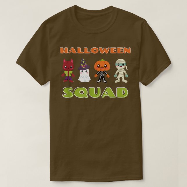 Funny Cute Mummy Ghost Wolf JackoLantern Halloween T-Shirt (Design Front)