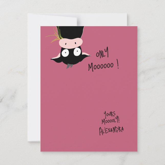 Funny Cute “Only Moooooo” Cow Pun  Card (Back)