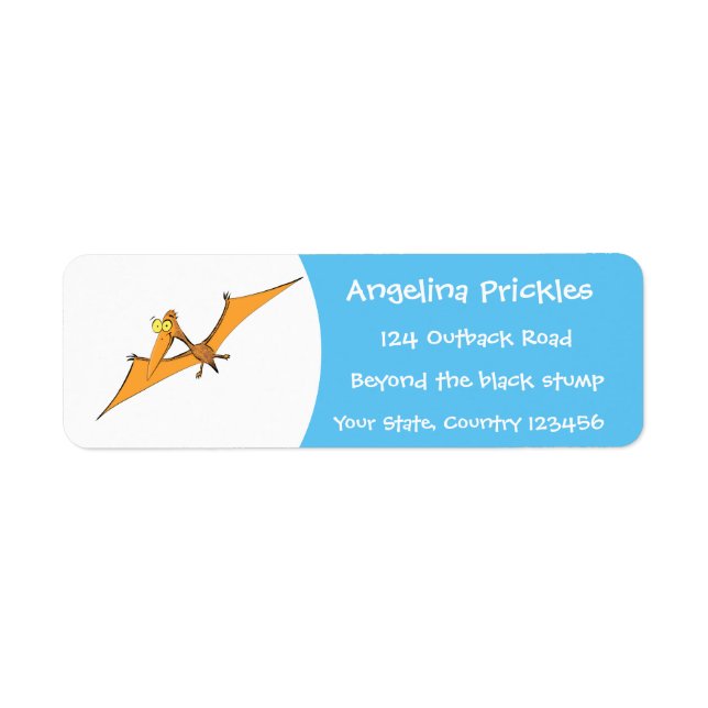 Funny cute orange flying pterodactyl cartoon (Front)