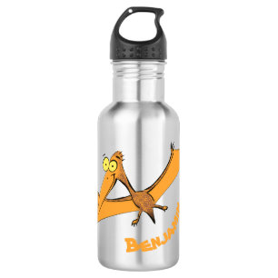 Funny cute orange flying pterodactyl cartoon 532 ml water bottle