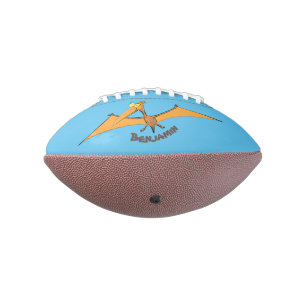 Funny cute orange flying pterodactyl cartoon american football