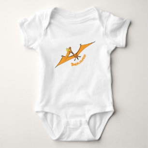 Funny cute orange flying pterodactyl cartoon baby bodysuit