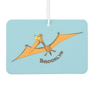Funny cute orange flying pterodactyl cartoon  car air freshener