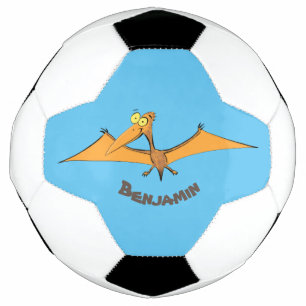 Funny cute orange flying pterodactyl cartoon football